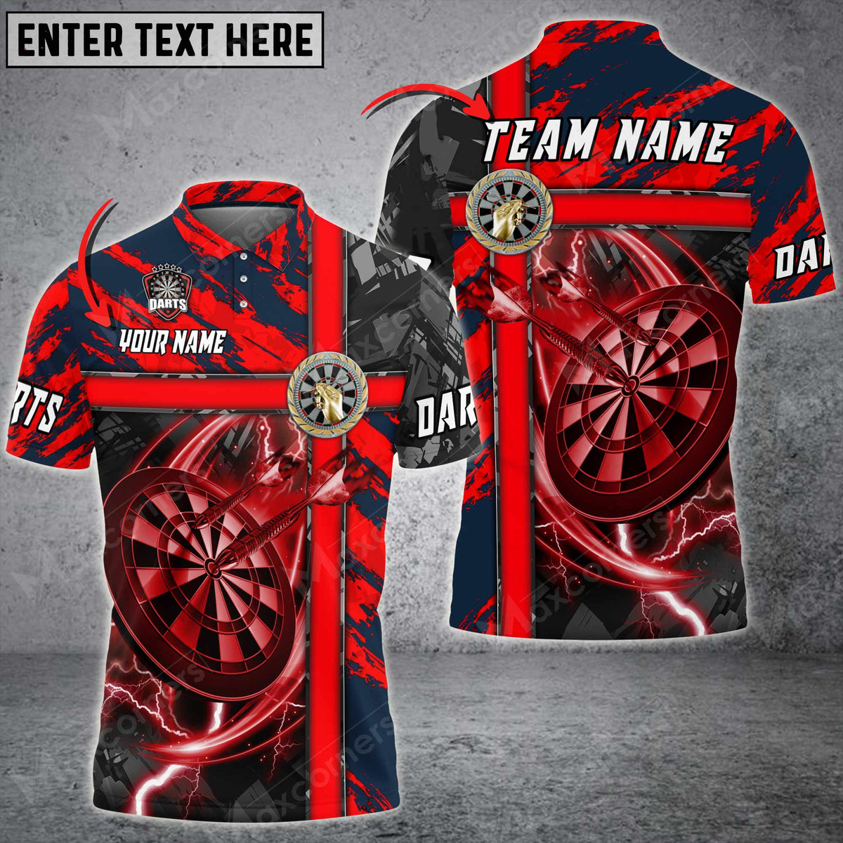 Cross Metal Personalized Darts Button Polo
