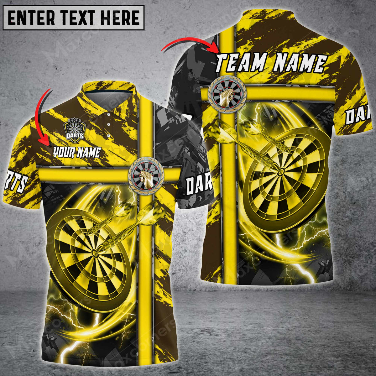 Cross Metal Personalized Darts Button Polo