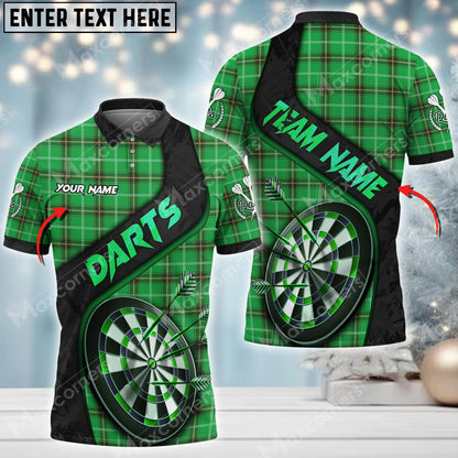 Christmas Plaid Color Options Personalized Darts Button Polo