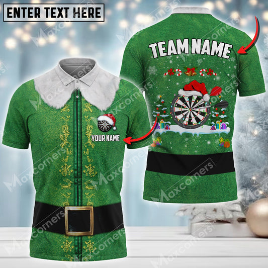 Christmas Elf and Personalized Darts Button Polo