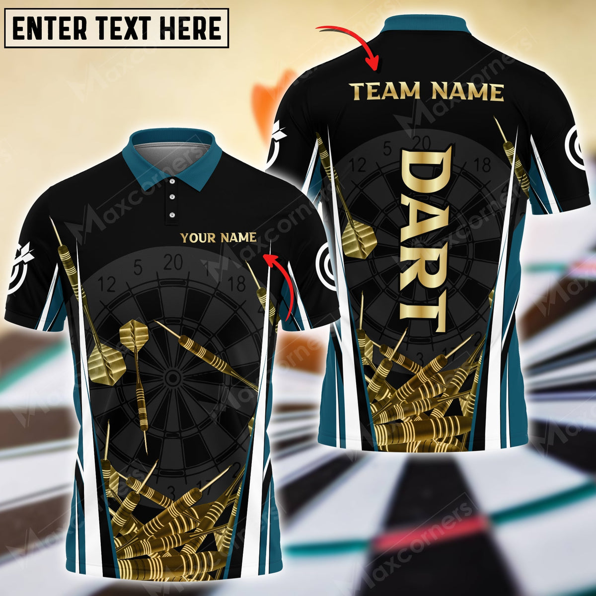 Drop Personalized Darts Button Polo