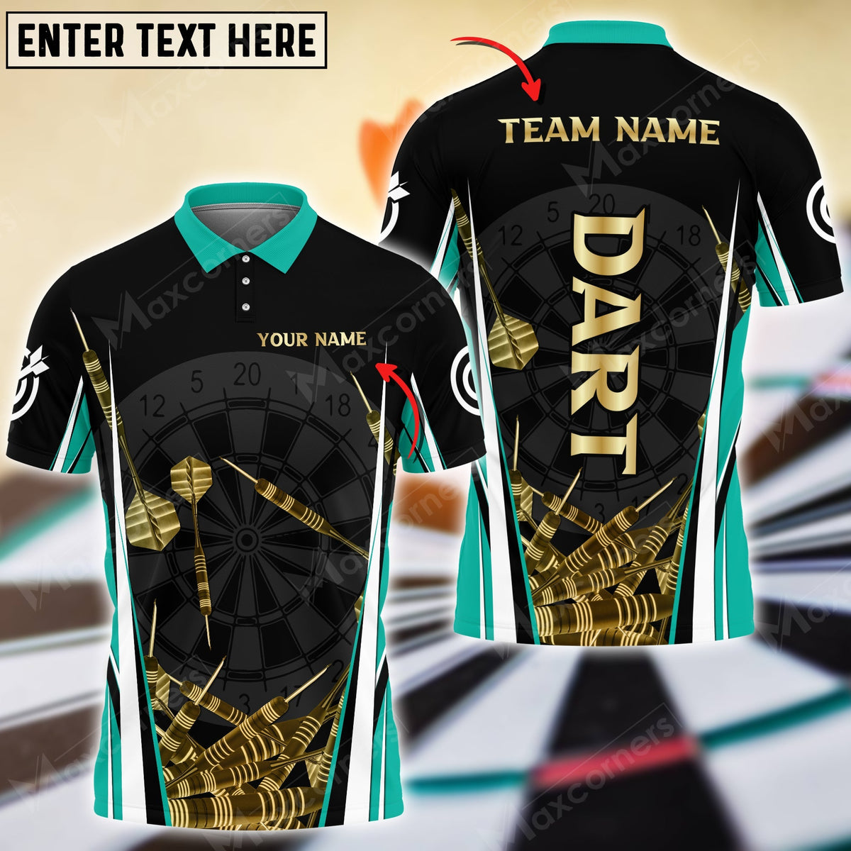 Drop Personalized Darts Button Polo
