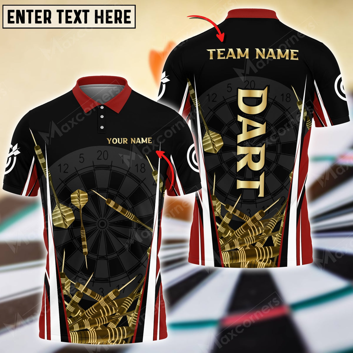 Drop Personalized Darts Button Polo