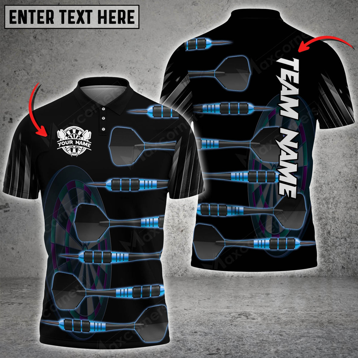 Deep Personalized Darts Button Polo