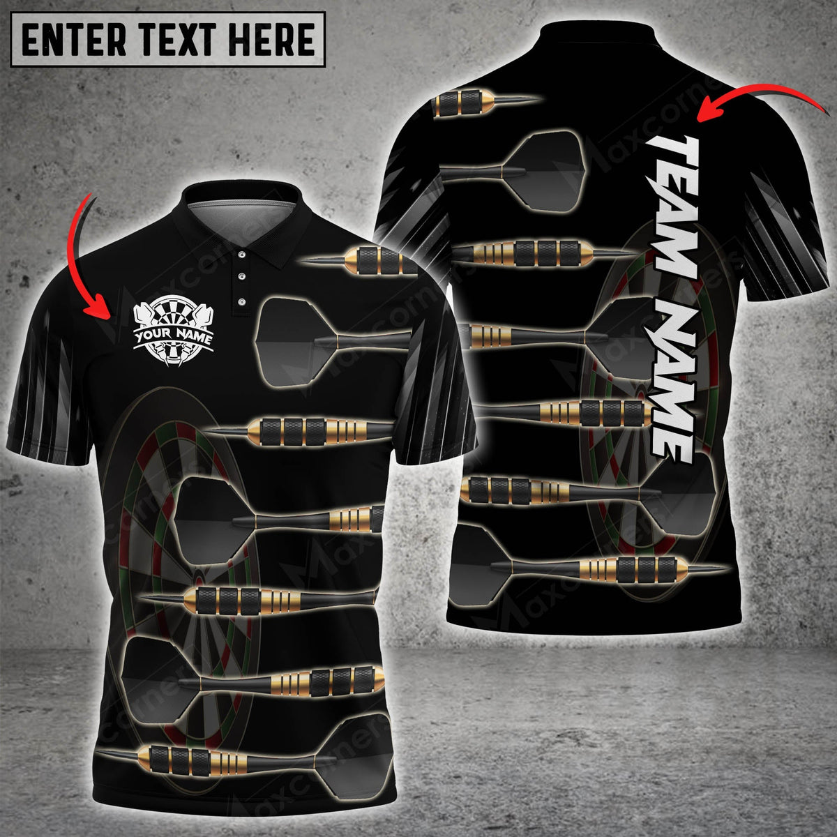 Deep Personalized Darts Button Polo
