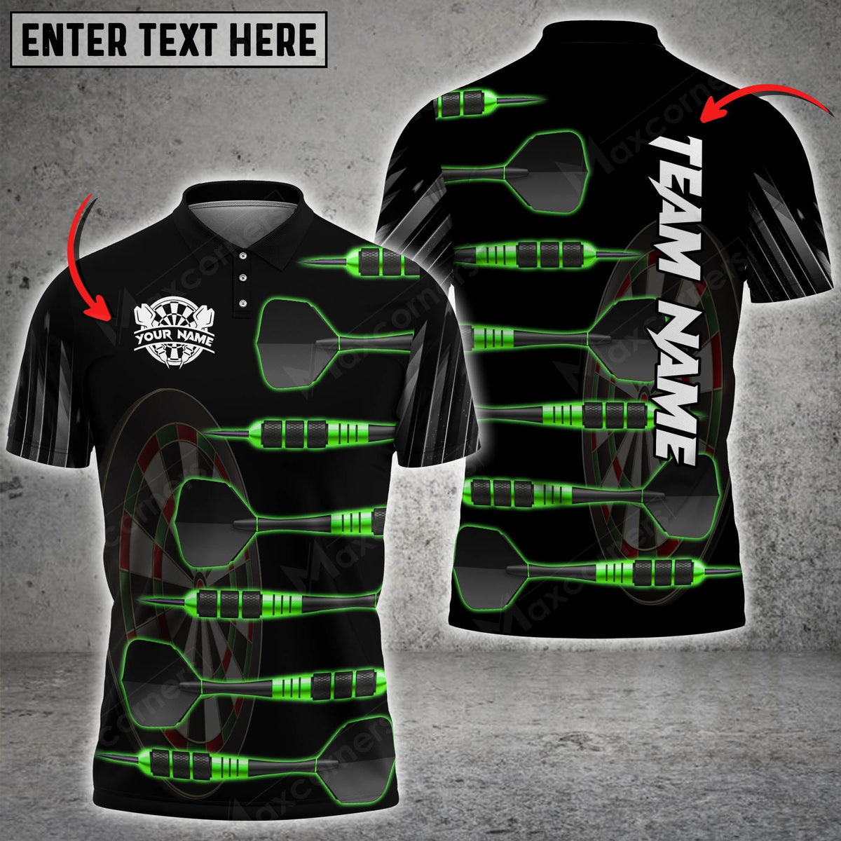 Deep Personalized Darts Button Polo