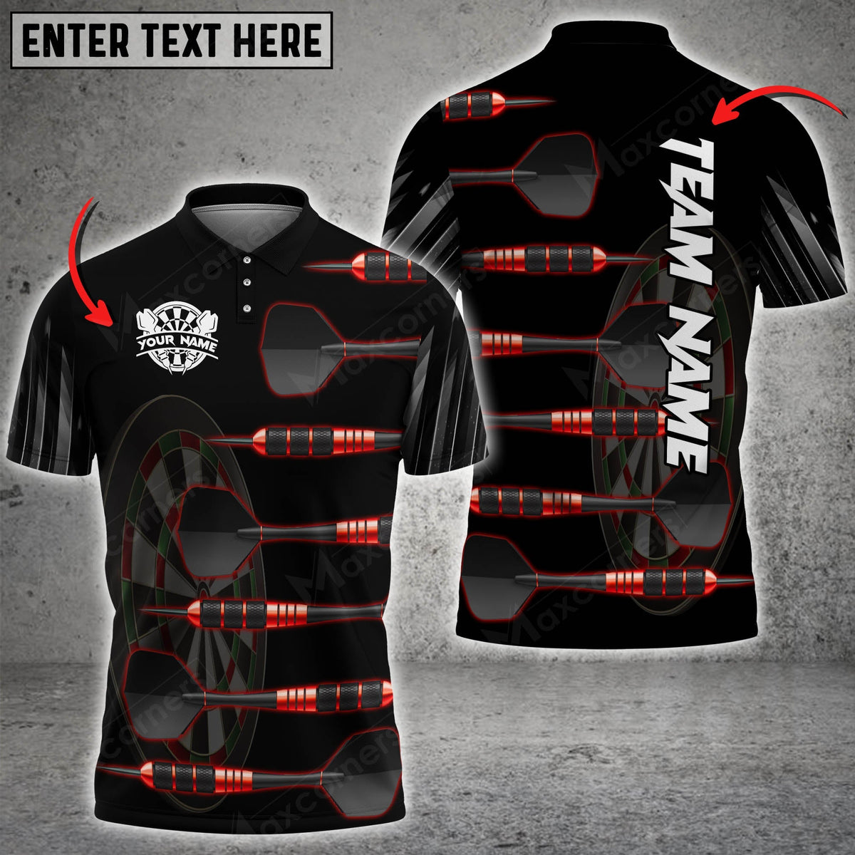 Deep Personalized Darts Button Polo
