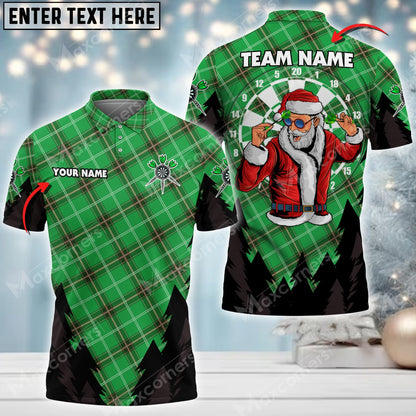 Christmas Plaid and Personalized Darts Button Polo