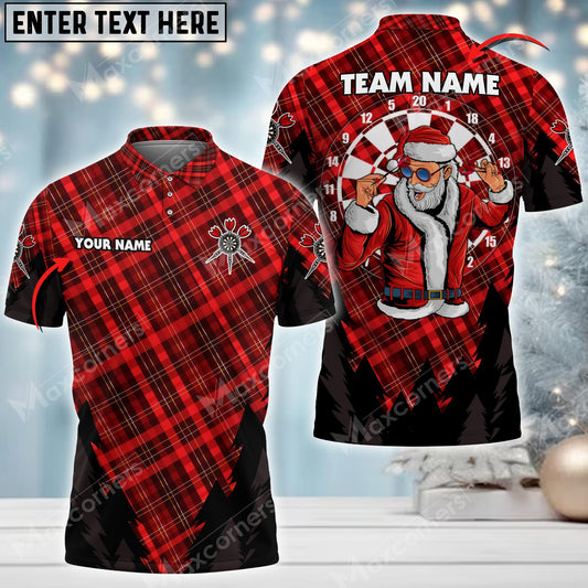 Christmas Plaid and Personalized Darts Button Polo