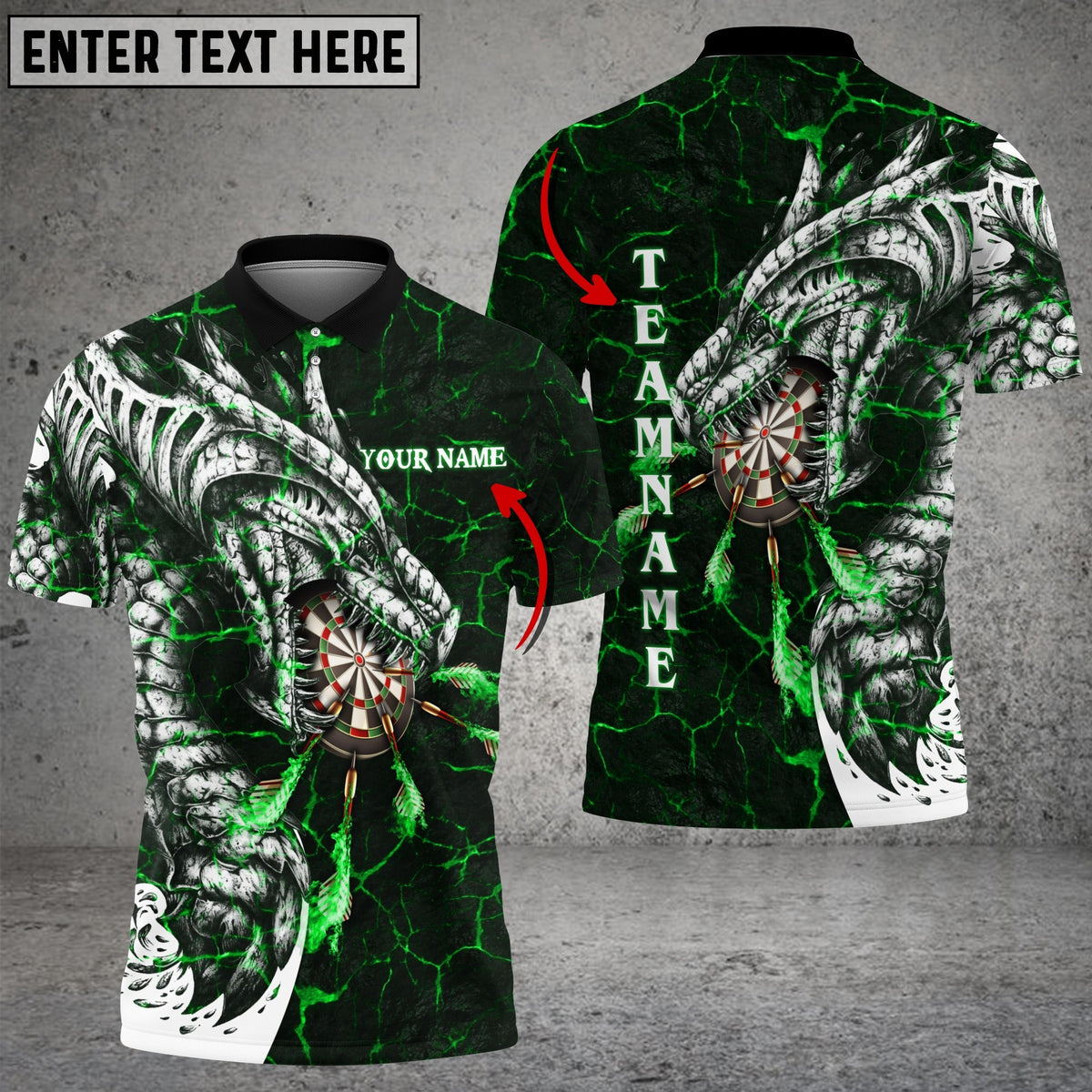 Magma Dragon Personalized Darts Button Polo
