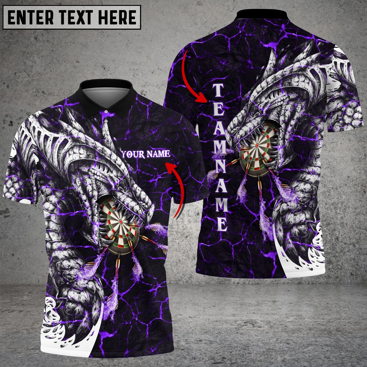 Magma Dragon Personalized Darts Button Polo