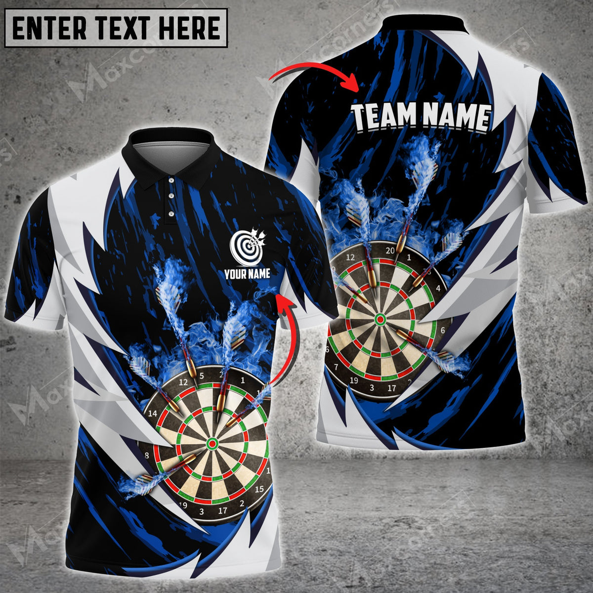 Fire Thunderstorm for Team Design Personalized Darts Button Polo