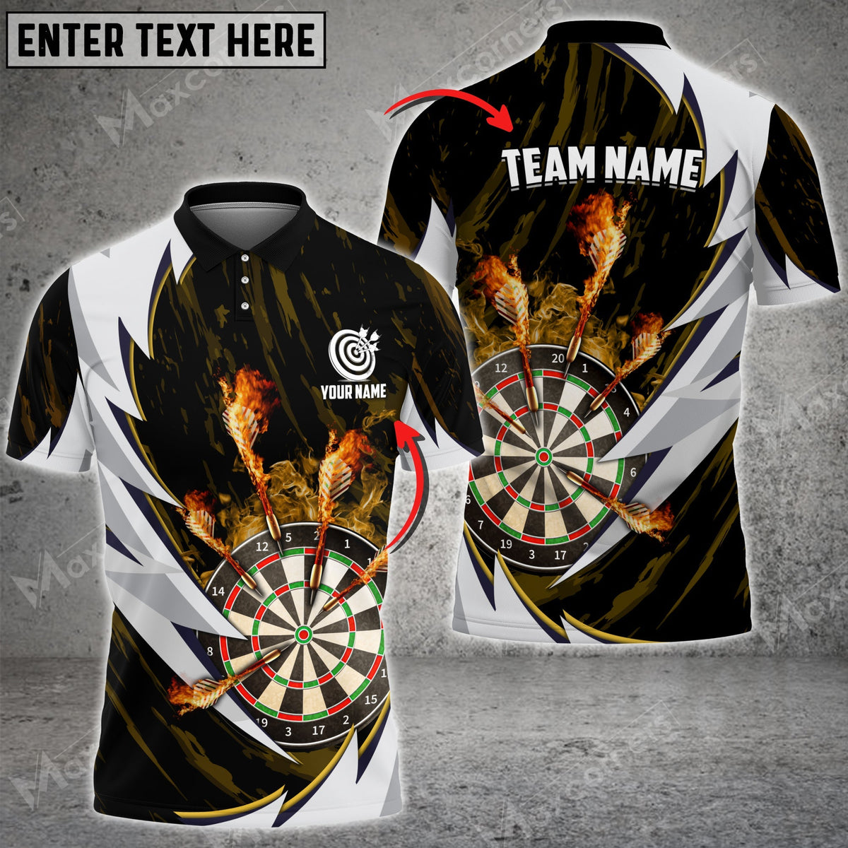Fire Thunderstorm for Team Design Personalized Darts Button Polo