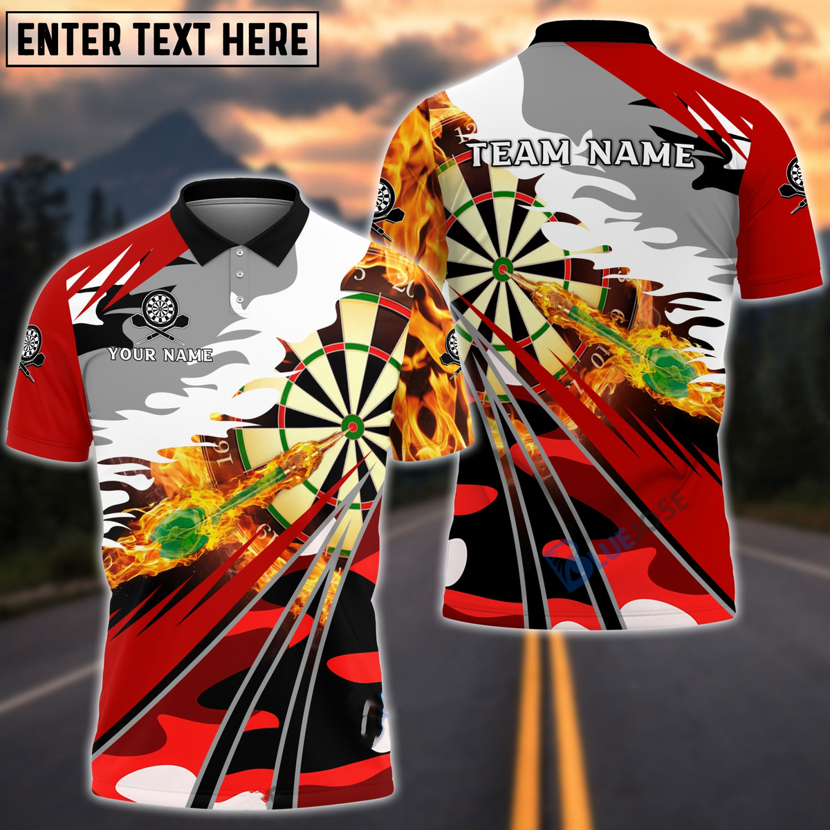 Fire Dartboard Personalized Darts Button Polo