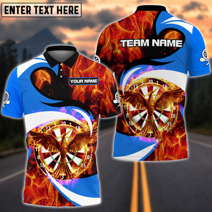 Flaming Phoenix Personalized Darts Button Polo