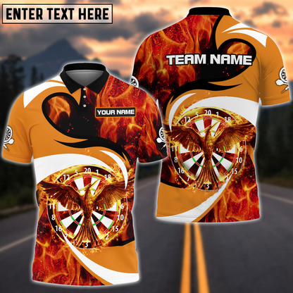 Flaming Phoenix Personalized Darts Button Polo