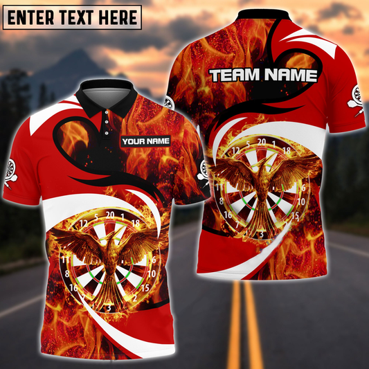 Flaming Phoenix Personalized Darts Button Polo