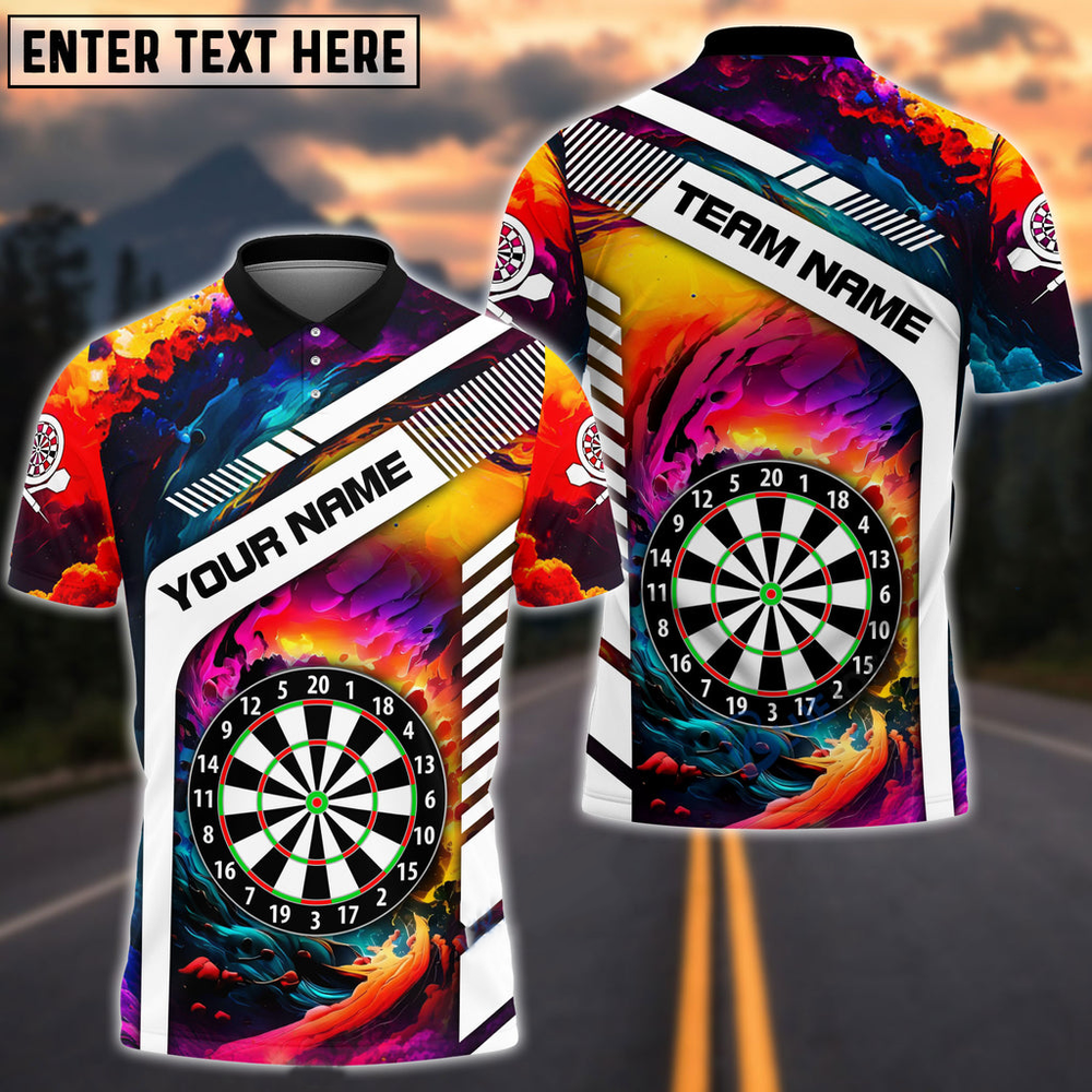 Rainbow and Personalized Darts Button Polo