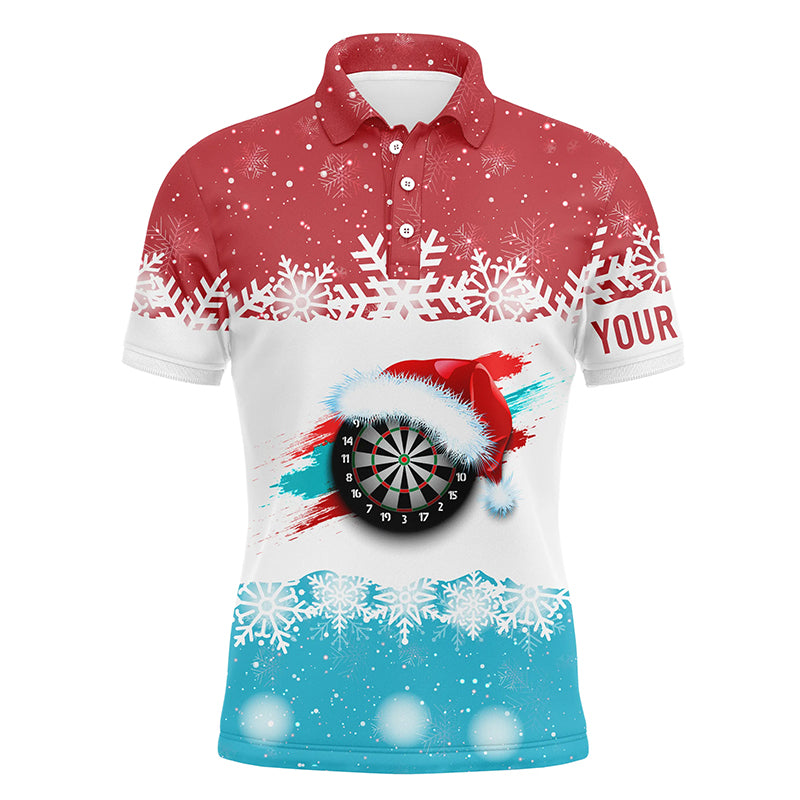 Santa Christmas Red Blue Personalized Darts Button Polo