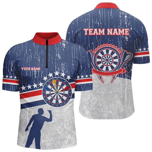Retro American Flag 2 and Personalized Darts Button Polo
