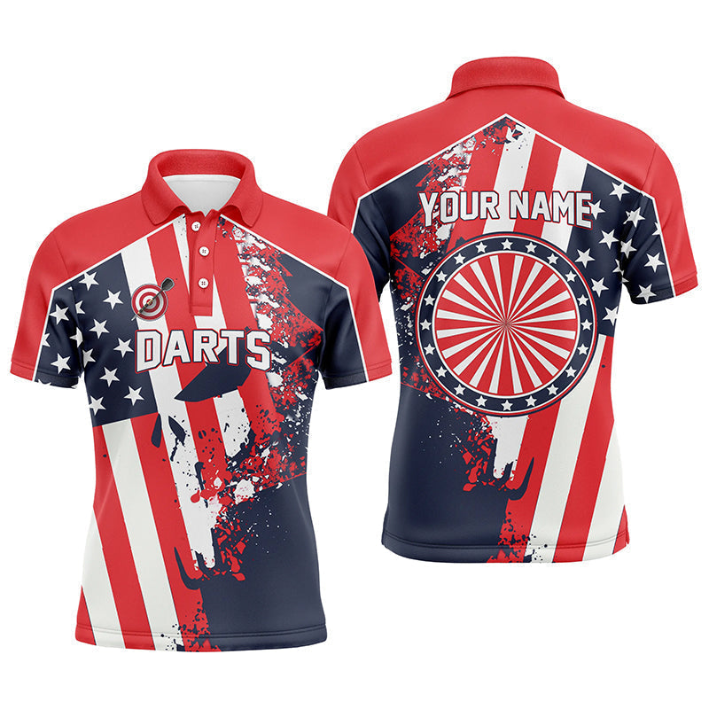Water Color American Flag Patriotic Personalized Darts Button Polo