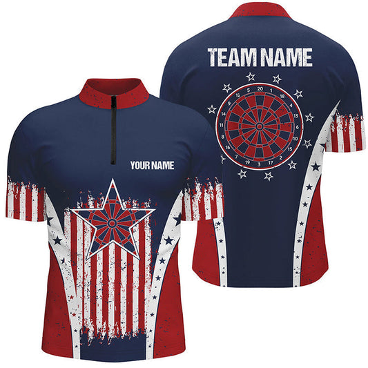 Retro American Flag and Personalized Darts Button Polo