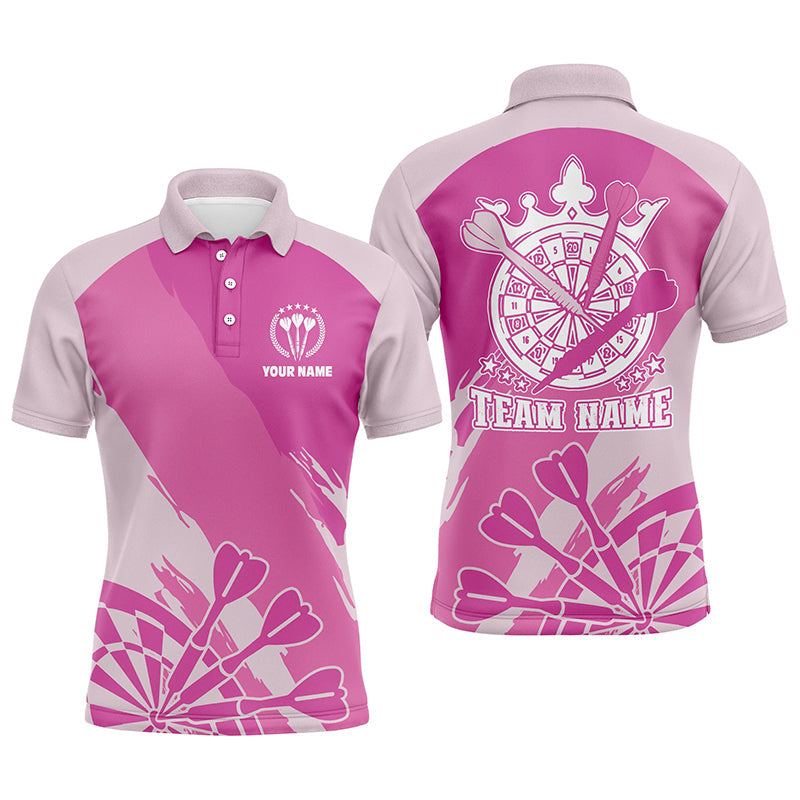Pink Mens Pink Cool Personalized Darts Button Polo