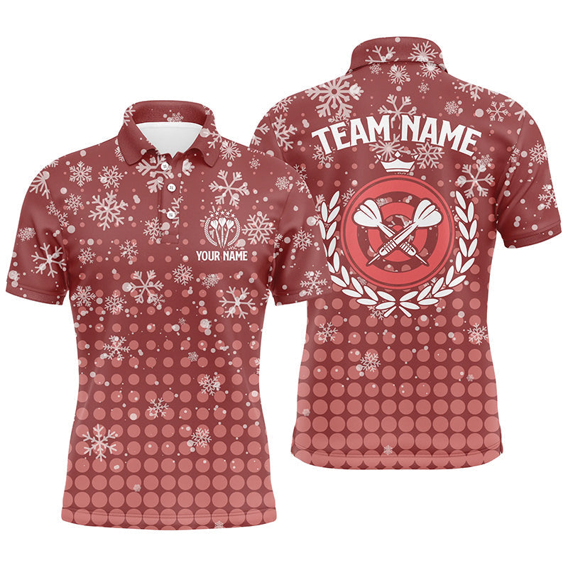 Christmas Snowflakes Red Personalized Darts Button Polo