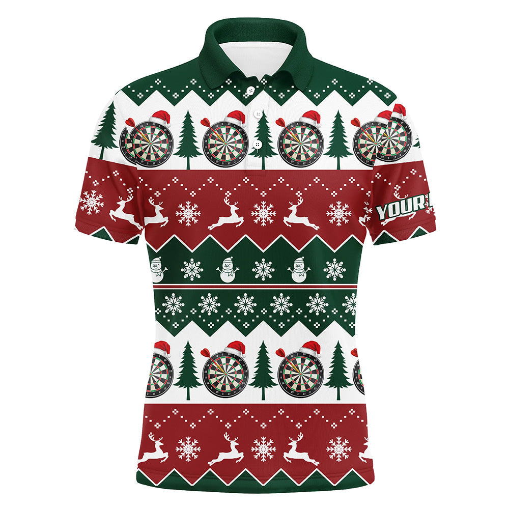 Christmas Tree Snowflakes Men Darts Button Polo