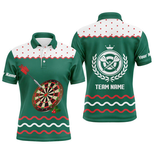 Christmas Green Personalized Darts Button Polo