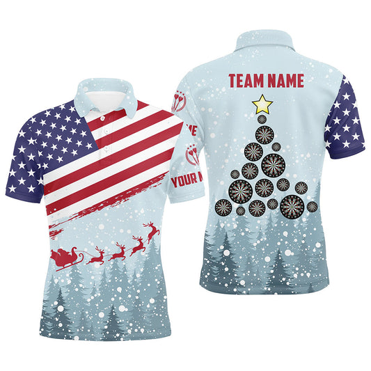 Christmas American Flag Personalized Darts Button Polo