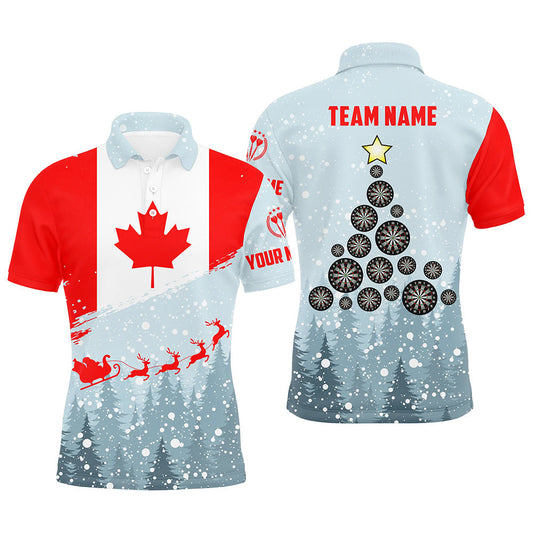 Christmas Canada Flag Personalized Darts Button Polo