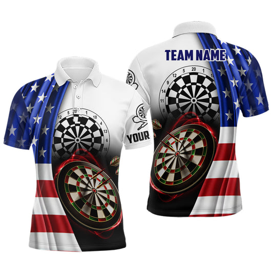 American Flag Personalized Darts Button Polo — Design 05