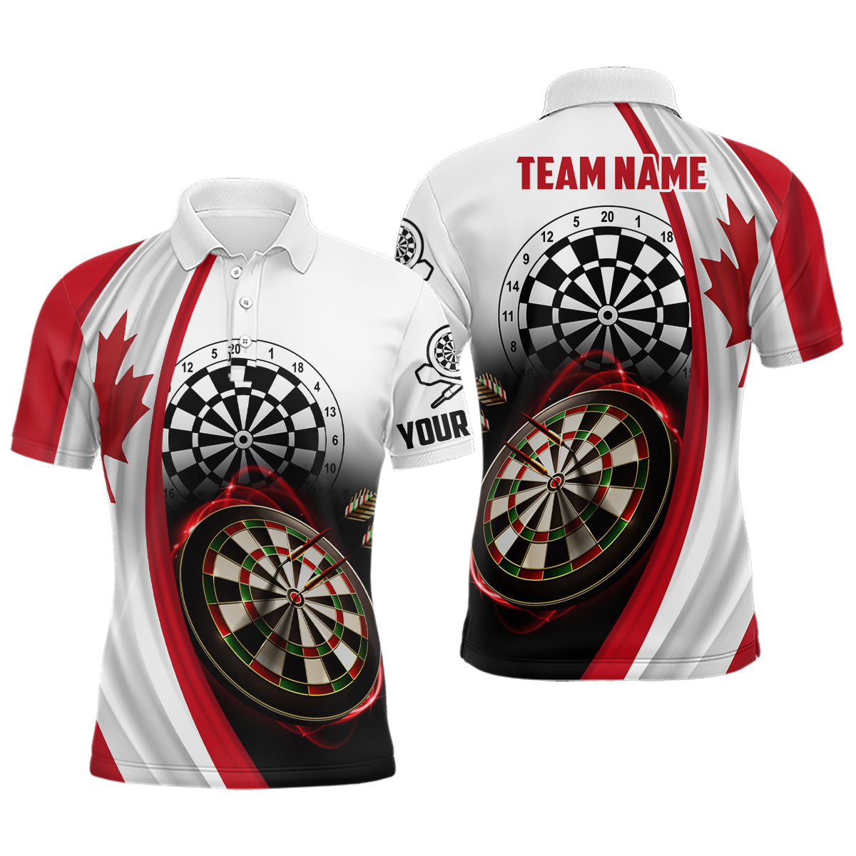 Canada Flag Personalized Darts Button Polo