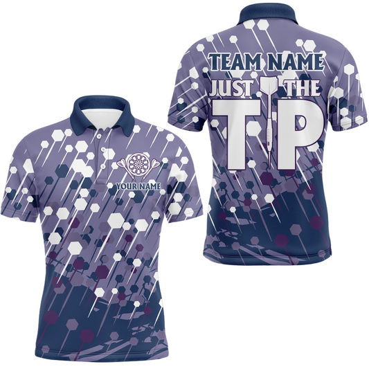 Just the Tip Navy Purple Pattern Personalized Darts Button Polo