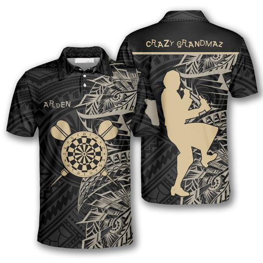 Crazy Grandmaz Tribal Design for Personalized Darts Button Polo