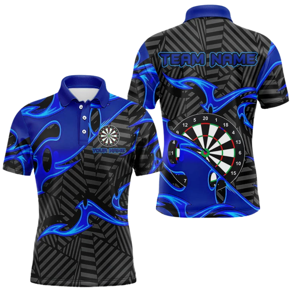 Team Black and Blue Men Personalized Darts Button Polo