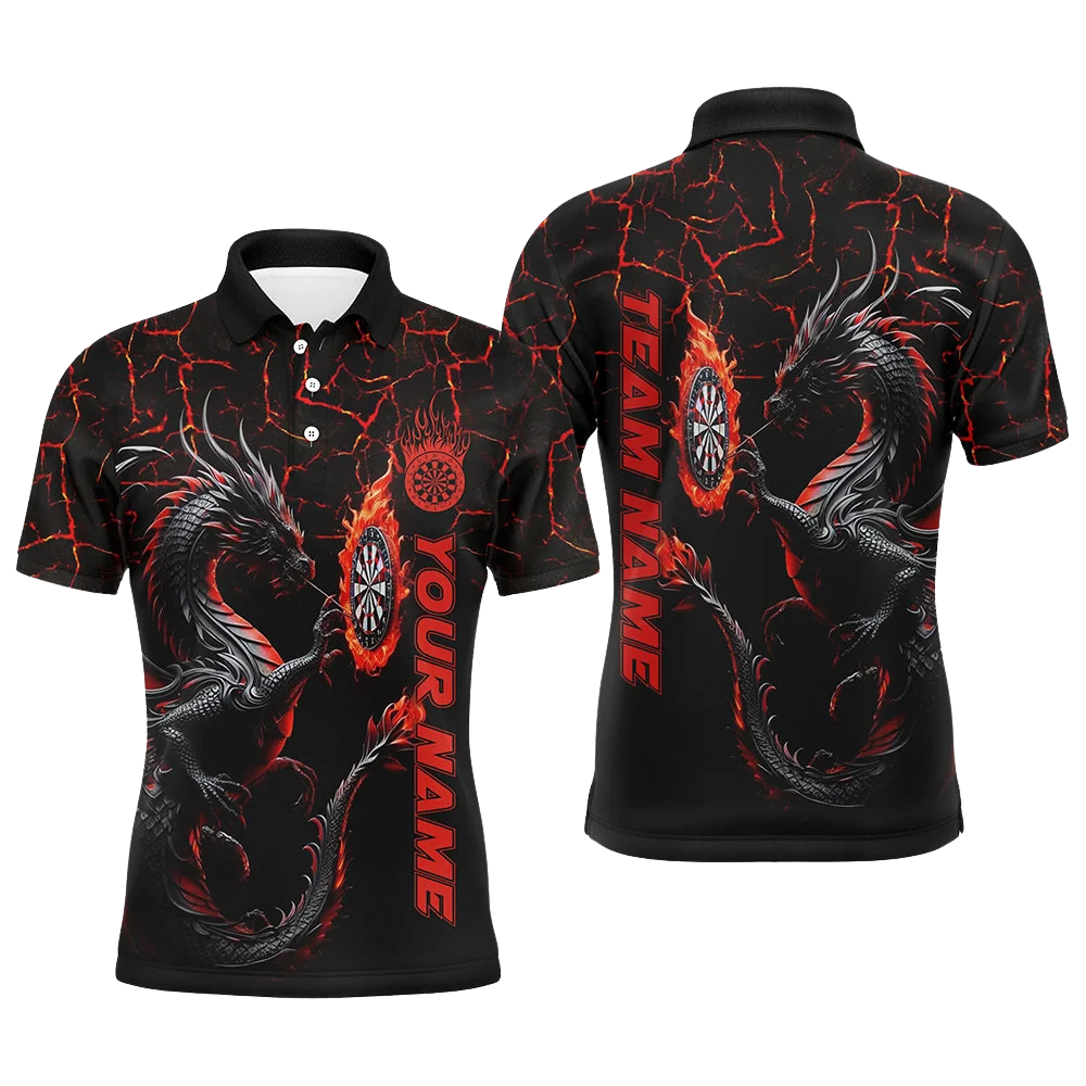 Dragon Magma Red Personalized Darts Button Polo