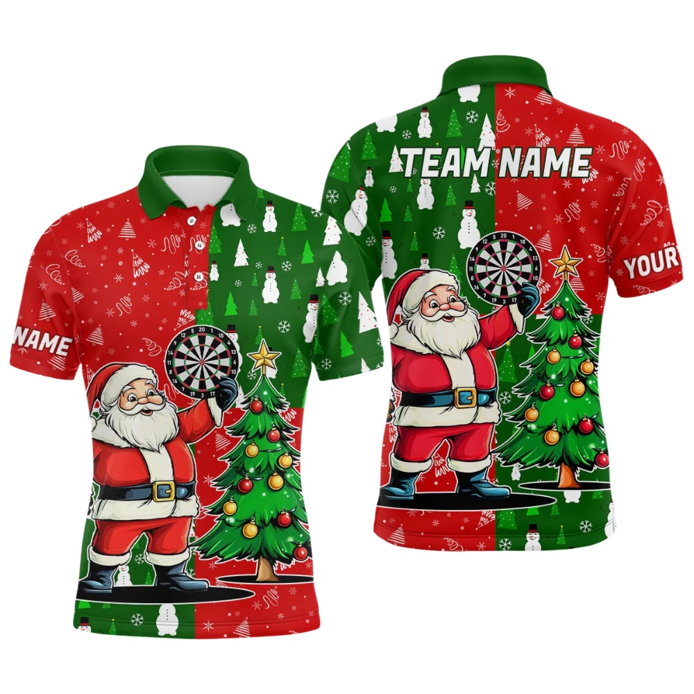 Santa Xmas Personalized Darts Button Polo