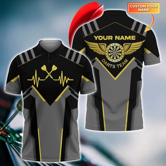 Heart Pulse Line Personalized Darts Button Polo