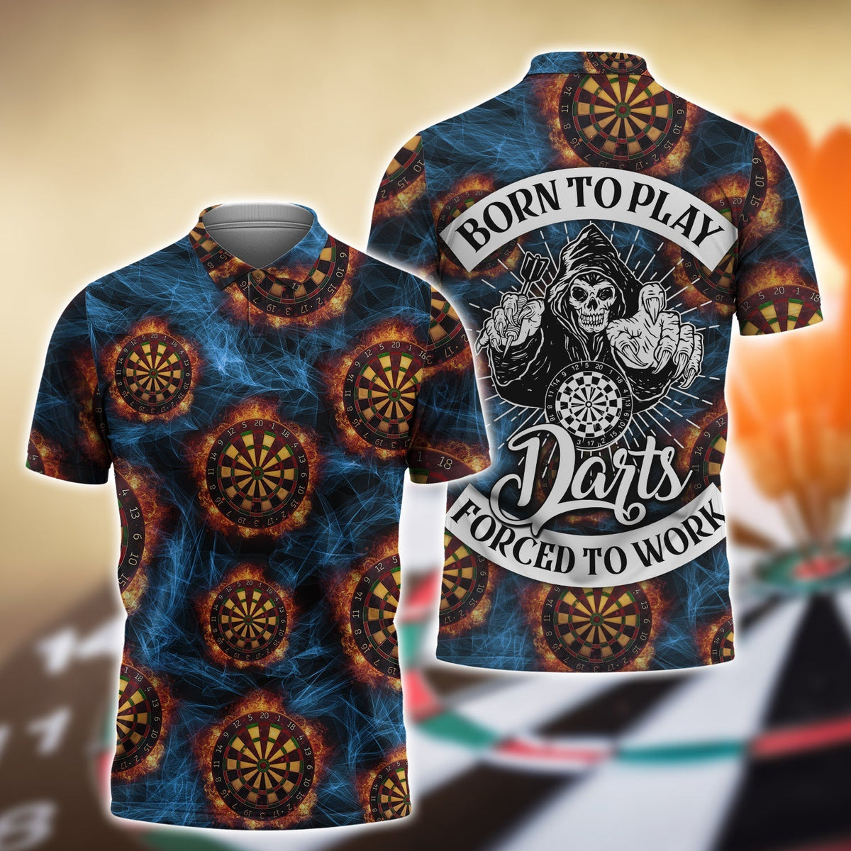 Full Print Over Darts Button Polo