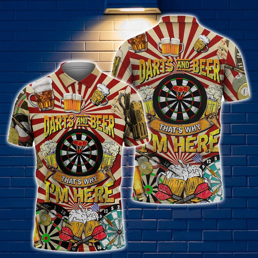 And Beer That Why I'm Here Personalized Darts Button Polo
