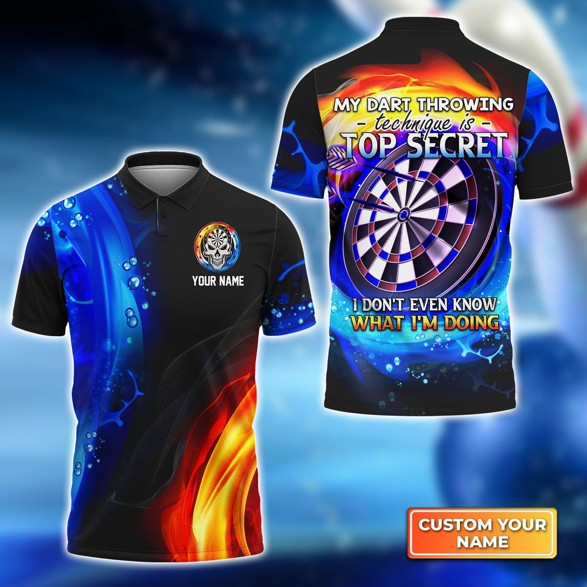 My Throwing Technique Is Top Secret Personalized Darts Button Polo
