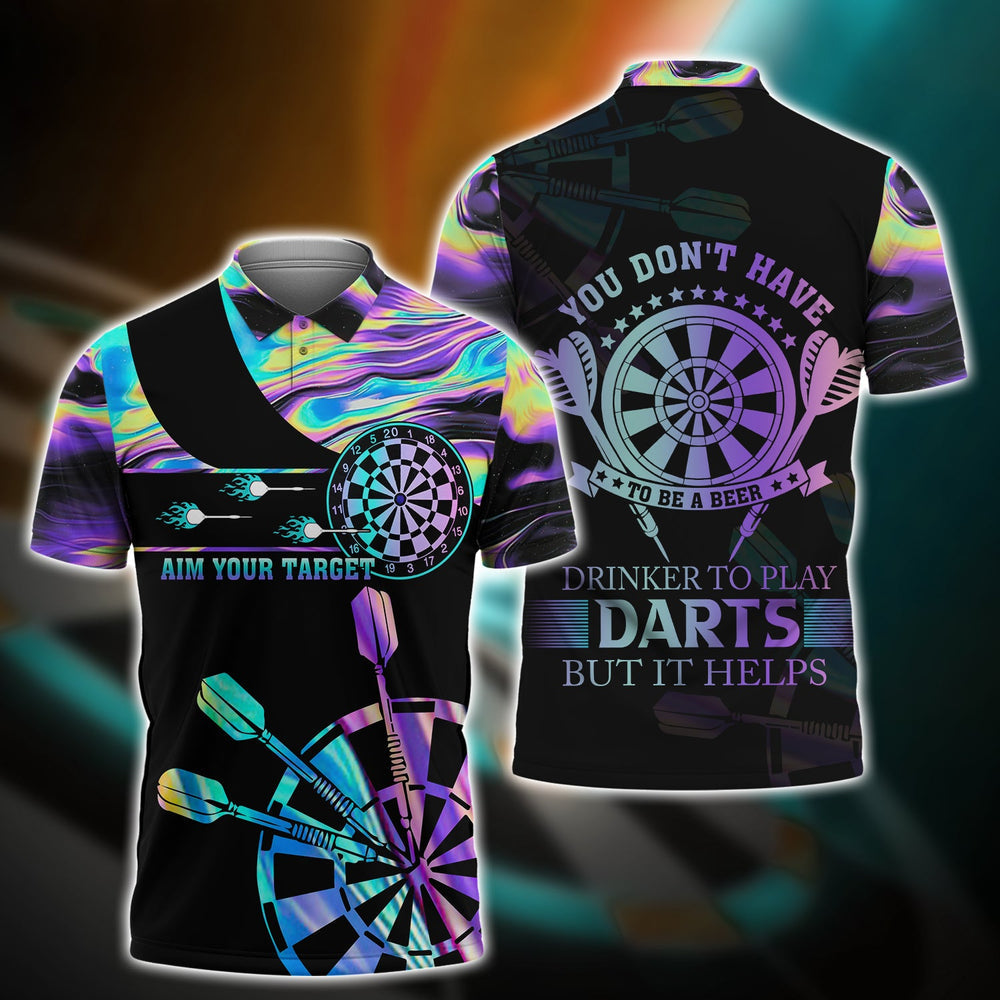 Aim Your Target Darts Button Polo