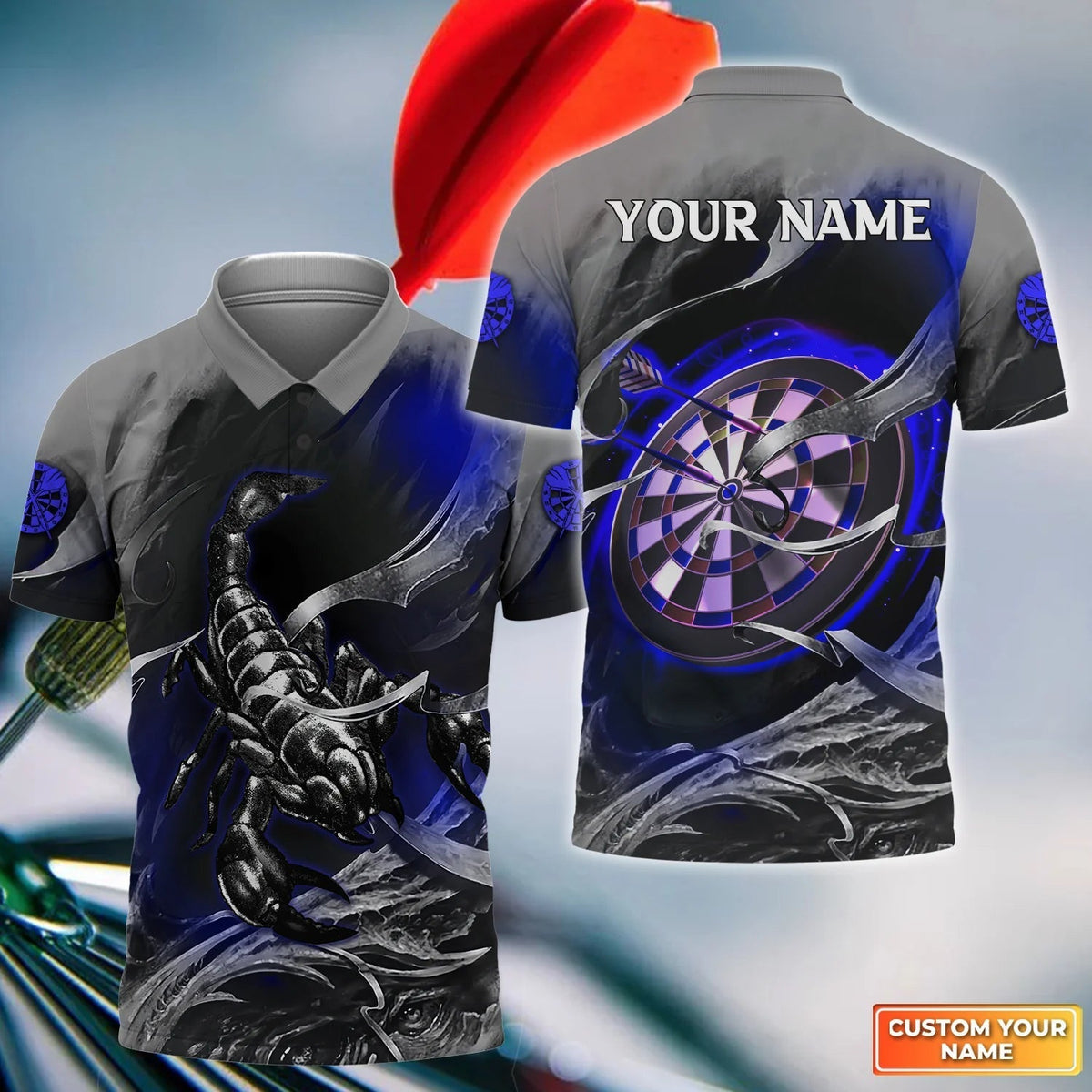 Dartboard Scorpion for Player Personalized Darts Button Polo