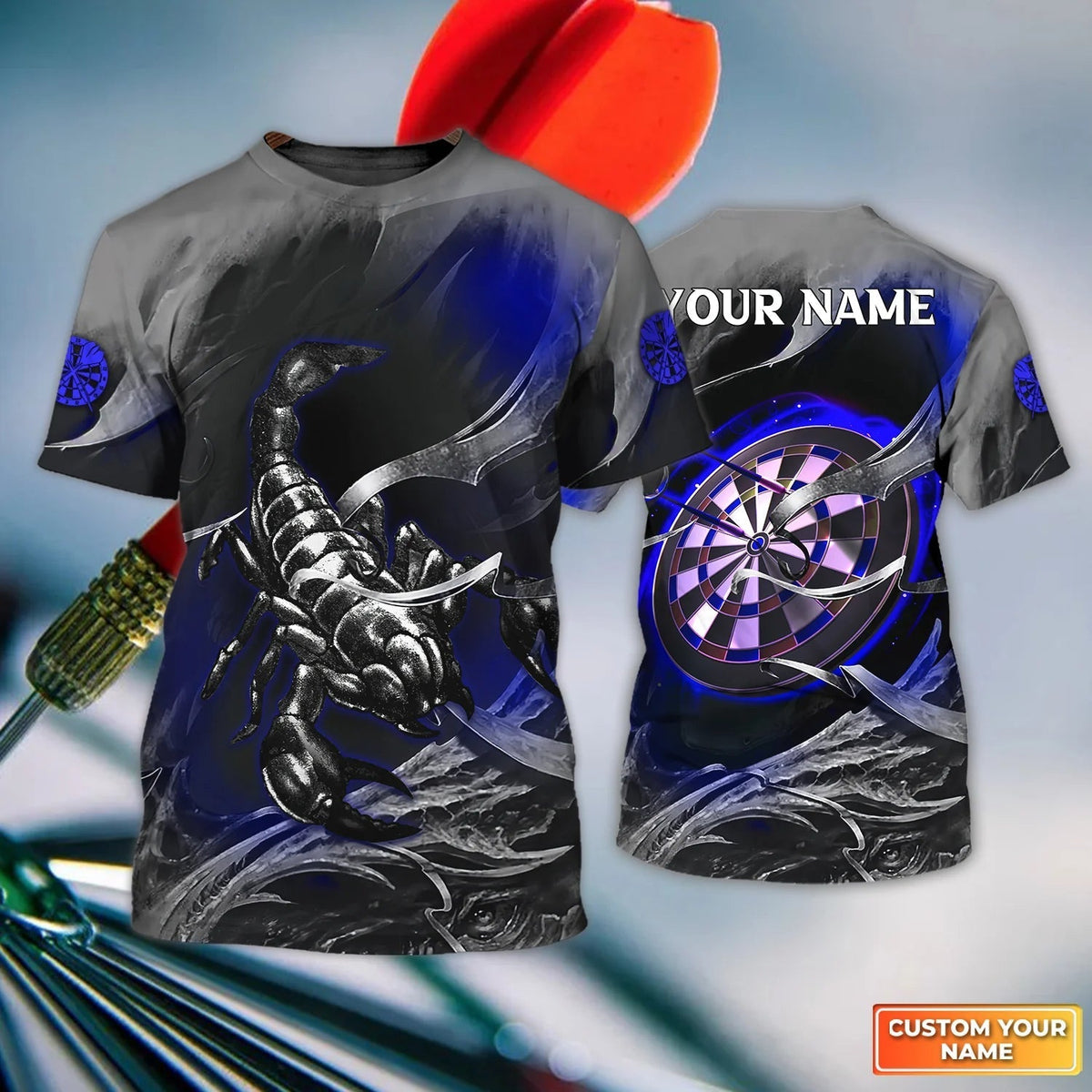 Dartboard Scorpion for Player Personalized Darts Button Polo