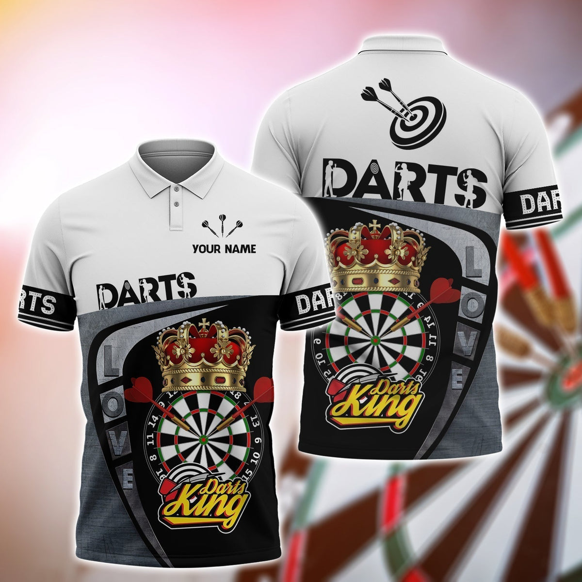 Love Personalized Darts Button Polo