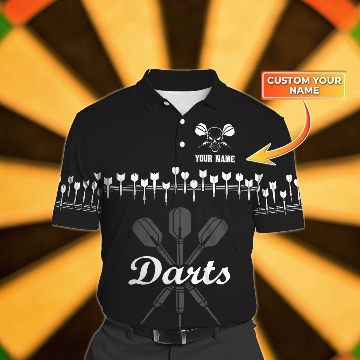 Abstract Personalized Darts Button Polo — Design 04