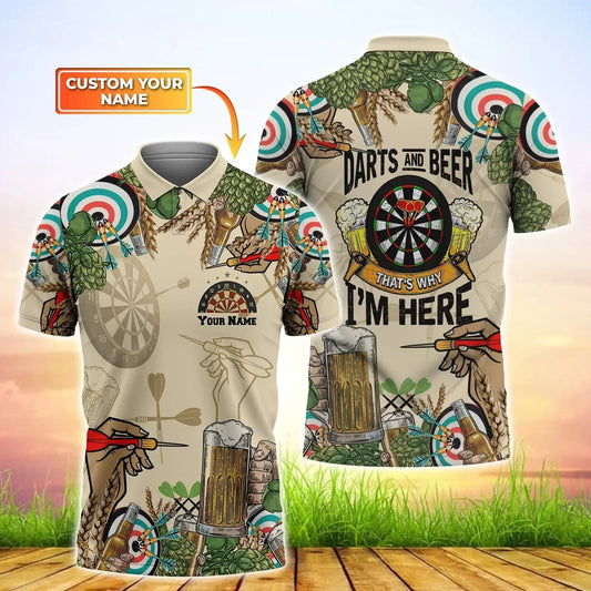And Beer That's Why I'm Here Personalized Darts Button Polo