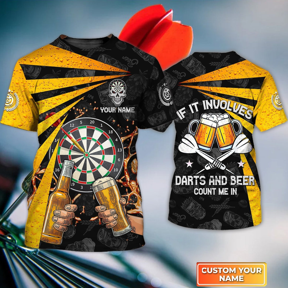 If It Involves and Beer Count Me In Personalized Darts Button Polo